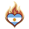 Flammendes Herz mit Argentinien-Flagge