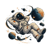 Astronaut im Orbit: Bunte Planeten