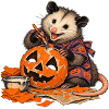 Opossum bastelt eine Pappmaché-Kürbismaske