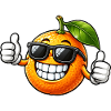 Coole Apfelsine mit Sonnenbrille Lächeln