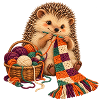 Igel häkelt einen Patchwork-Schal