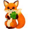 Niedlicher kleiner Fuchs mit vierblättrigem Klee