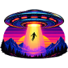 Neon-UFO im Sonnenuntergang