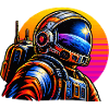 Astronaut im Neon-Sonnenuntergang