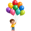Glückliches Kind mit Regenbogenballons