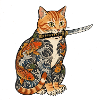 Tattoo Katze mit Messer