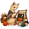Alpaka webt einen Halloween-Wandteppich