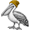 Pelikan mit Strickmütze