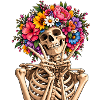 Skelett mit Blumenkrone