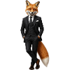Eleganter Fuchs im schwarzen Smoking
