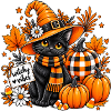 Witchy Vibes Schwarze Katze Halloween-Kürbis