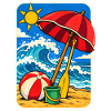 Retro Sunny Beach Day Illustration