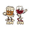 AM Kaffee PM Wein Cartoon Design
