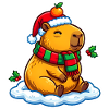 Capybara mit Weihnachtsmütze