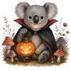 Vampir-Halloween-Koala mit Laterne