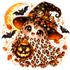 Leopardengeist im Halloweenhut