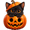 Kätzchen im Jack-o'-Lantern