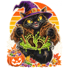 Hexenkatze im Hexenkessel Halloween