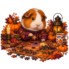 Meerschweinchen legt ein Herbstpuzzle