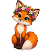 Fuchs mit Blumenkranz