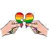 Frauenhände Herzpuzzle Regenbogen