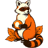 Waschbär mit Kastanie