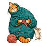 Katze strickt sich selbst ein