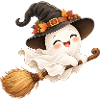 Halloween-Geist auf dem Hexenbesen