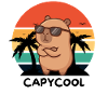 Capycool – Cooles Capybara im Retro Sunset