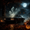 Geisterauto Halloween-Mond