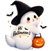 Süßes Halloween-Kaninchen mit Hexenhut