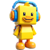 Voxelente mit Kopfhörern