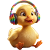 Rainbow-Küken mit Kopfhörern