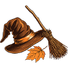 Hexenhut und Herbstbesen