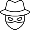 Maskierter Hacker-Linien-Symbol