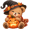 Halloween-Teddy mit Kürbis