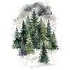 Nachtwald Winterwald Aquarell