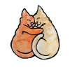 Umarmendes Katzen-Aquarell-Duo