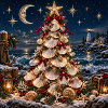 Muschel-Weihnachtsbaum am Meer