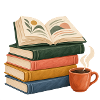 Bücherstapel Morgenkaffee