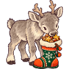 Rentier mit Weihnachtssocke
