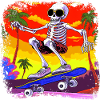 Skelett Skateboarder - Totenkopf