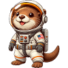 Otter Astronaut im Weltraum Cartoon