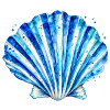 Blaues Muschelmuster Aquarell
