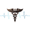 Flügel-Caduceus Herzschlag Design
