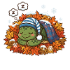 Schlafende Schildkröte im Herbstlaub