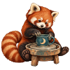 Roter Panda töpfert eine Mondtasse