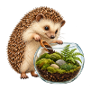 Igel baut ein Moos-Terrarium