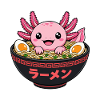 Süßer Axolotl in der Ramen Suppenschüssel
