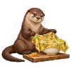 Otter faltet ein Bienenwachstuch